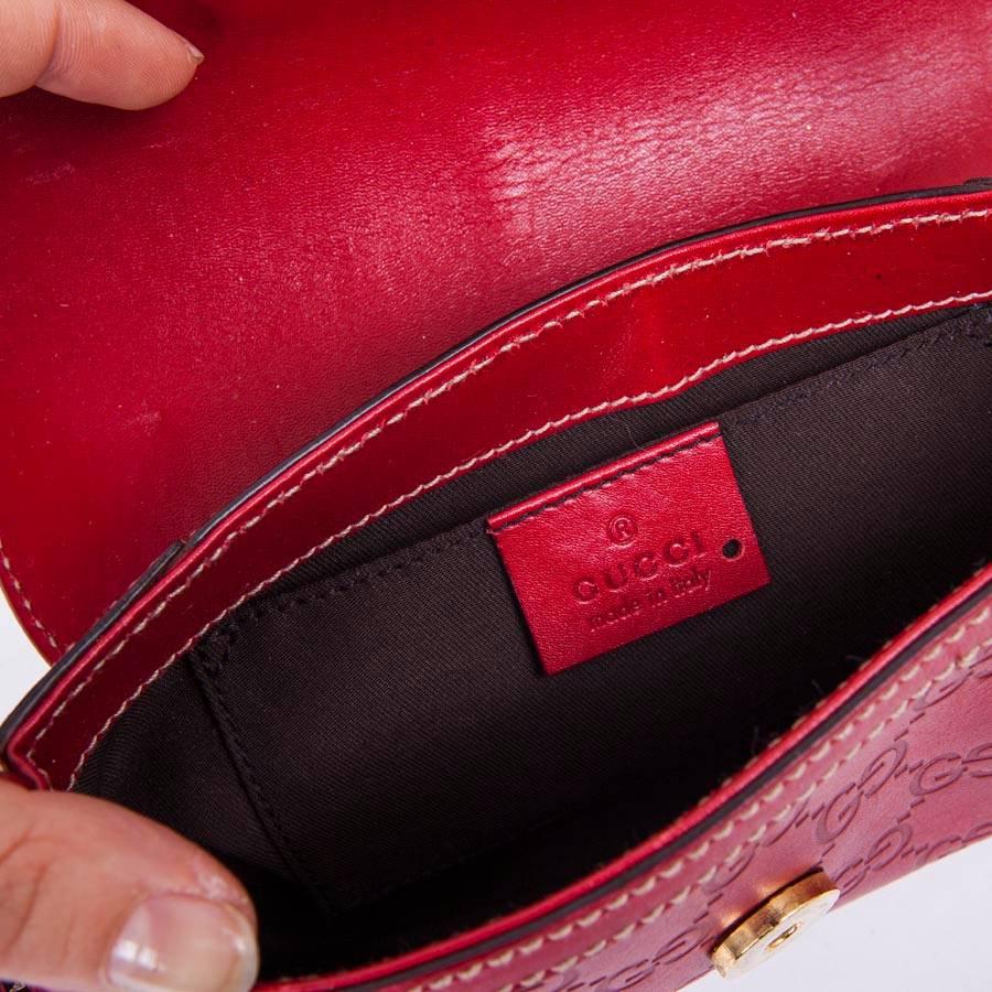 GUCCI Mini Bag in GG Embossed Red Leather 3