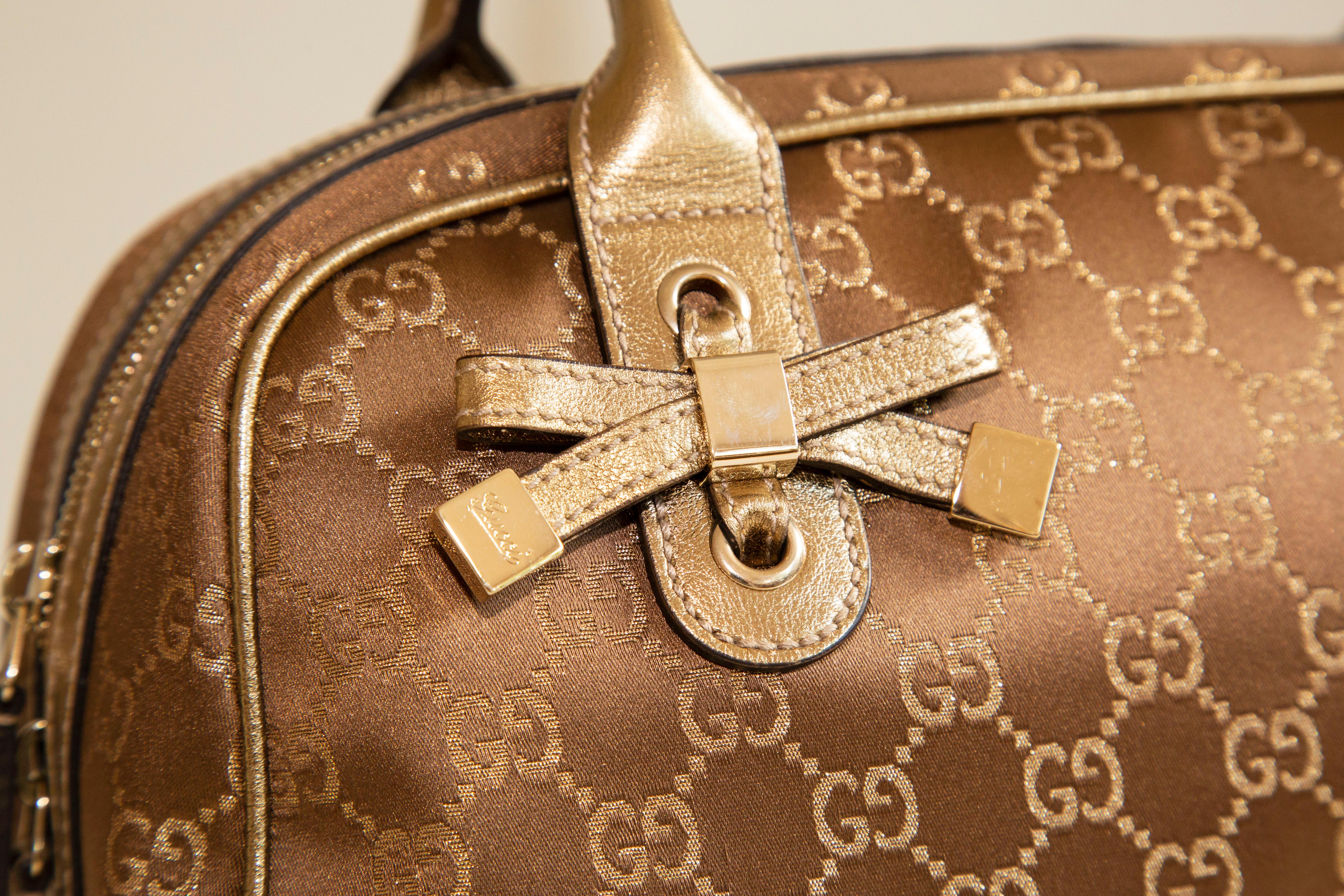 Gucci Mini Boston Gold Guccissima Canvas Shoulder Bag For Sale 5