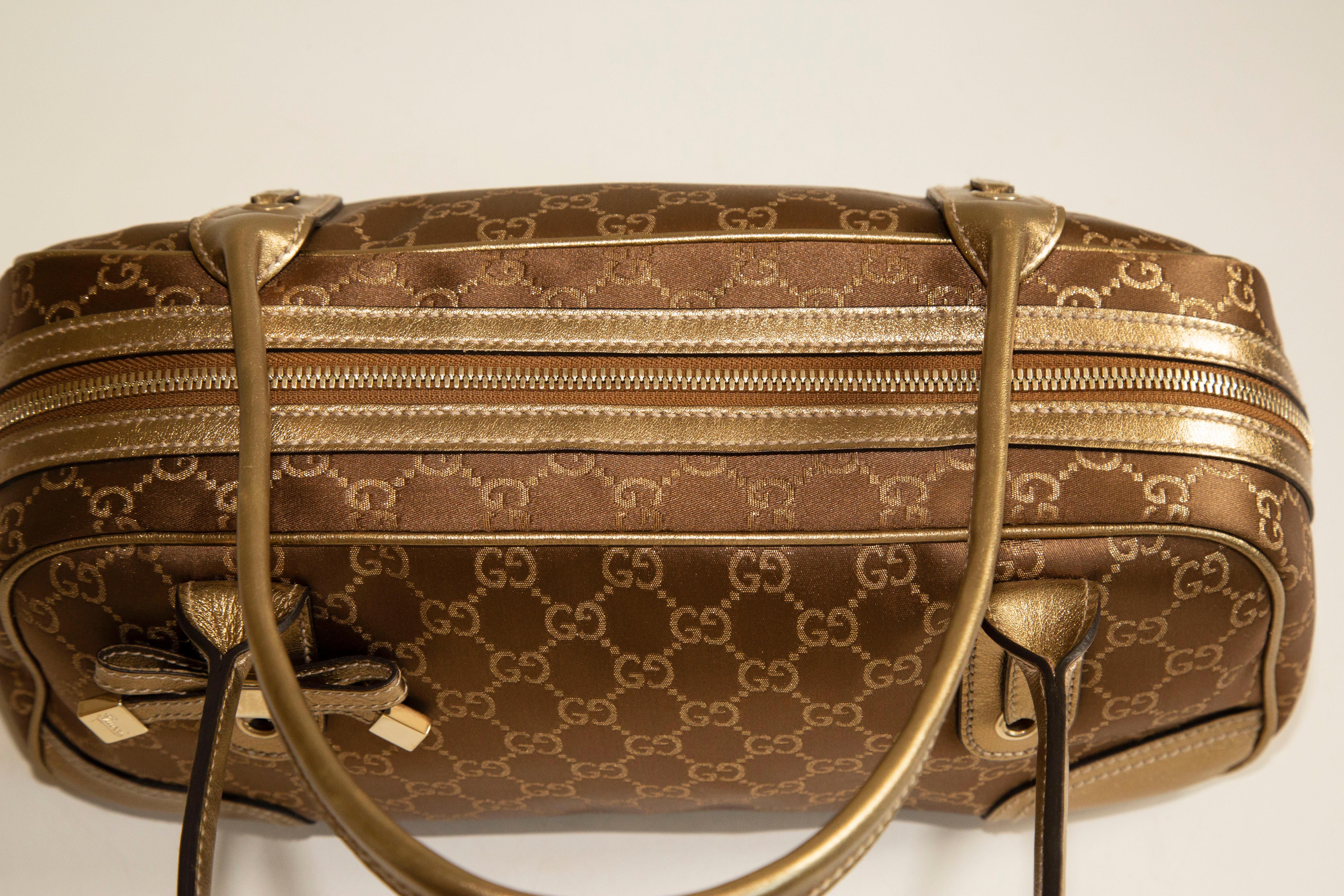 Gucci Mini Boston Gold Guccissima Canvas Shoulder Bag For Sale 6