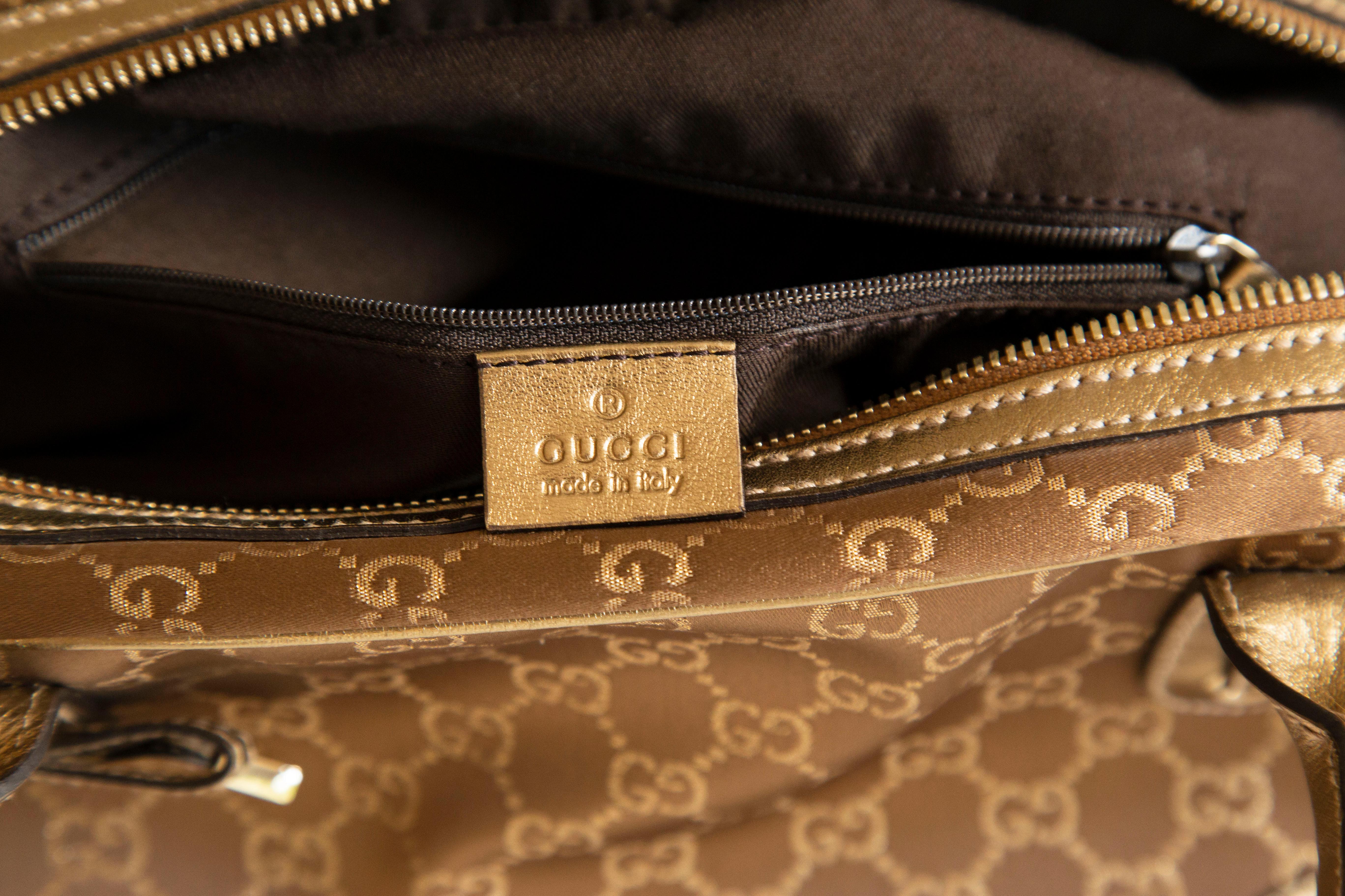 Gucci Mini Boston Gold Guccissima Canvas Shoulder Bag For Sale 8