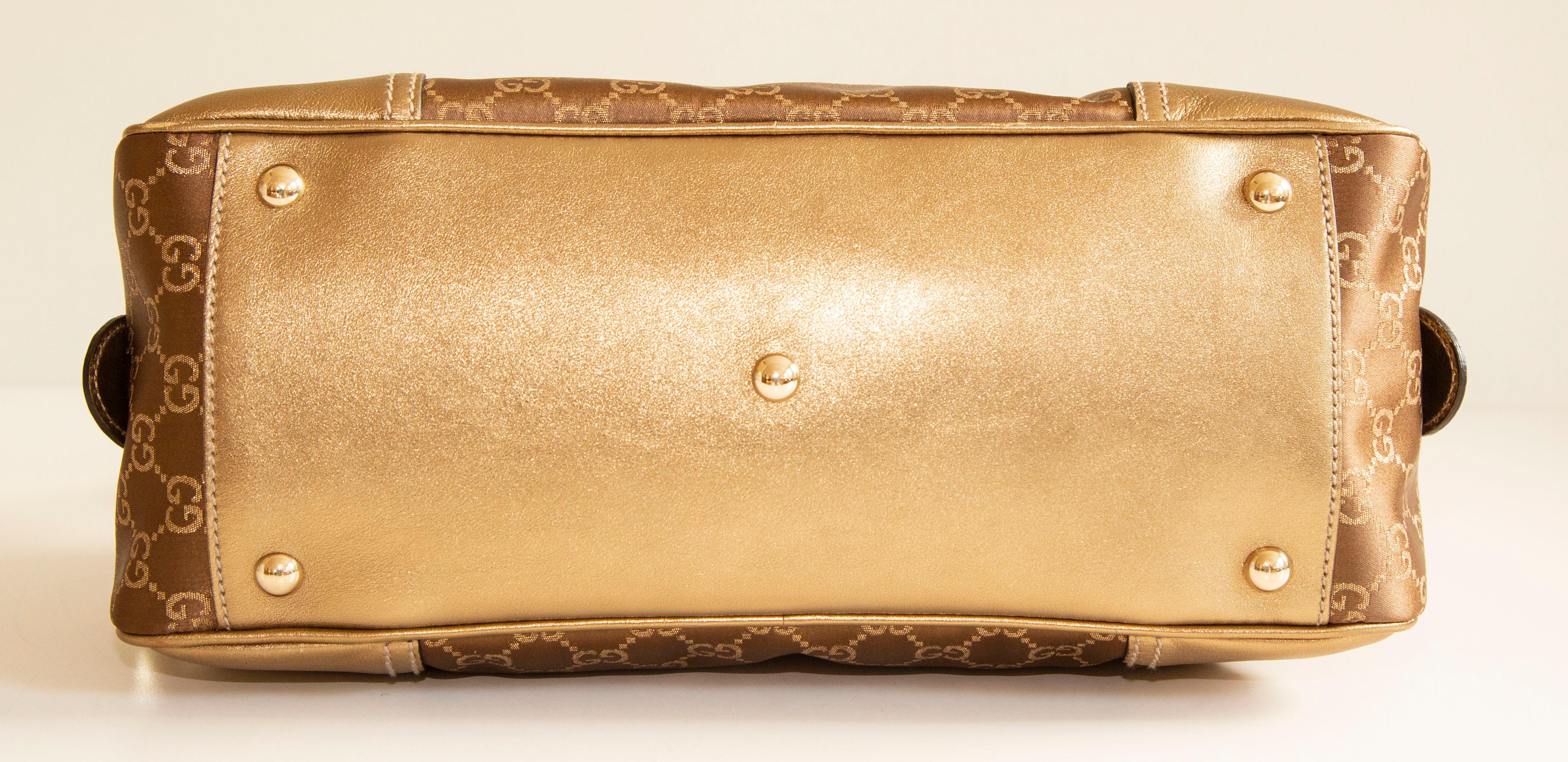 Gucci Mini Boston Gold Guccissima Canvas Shoulder Bag In Excellent Condition For Sale In Arnhem, NL