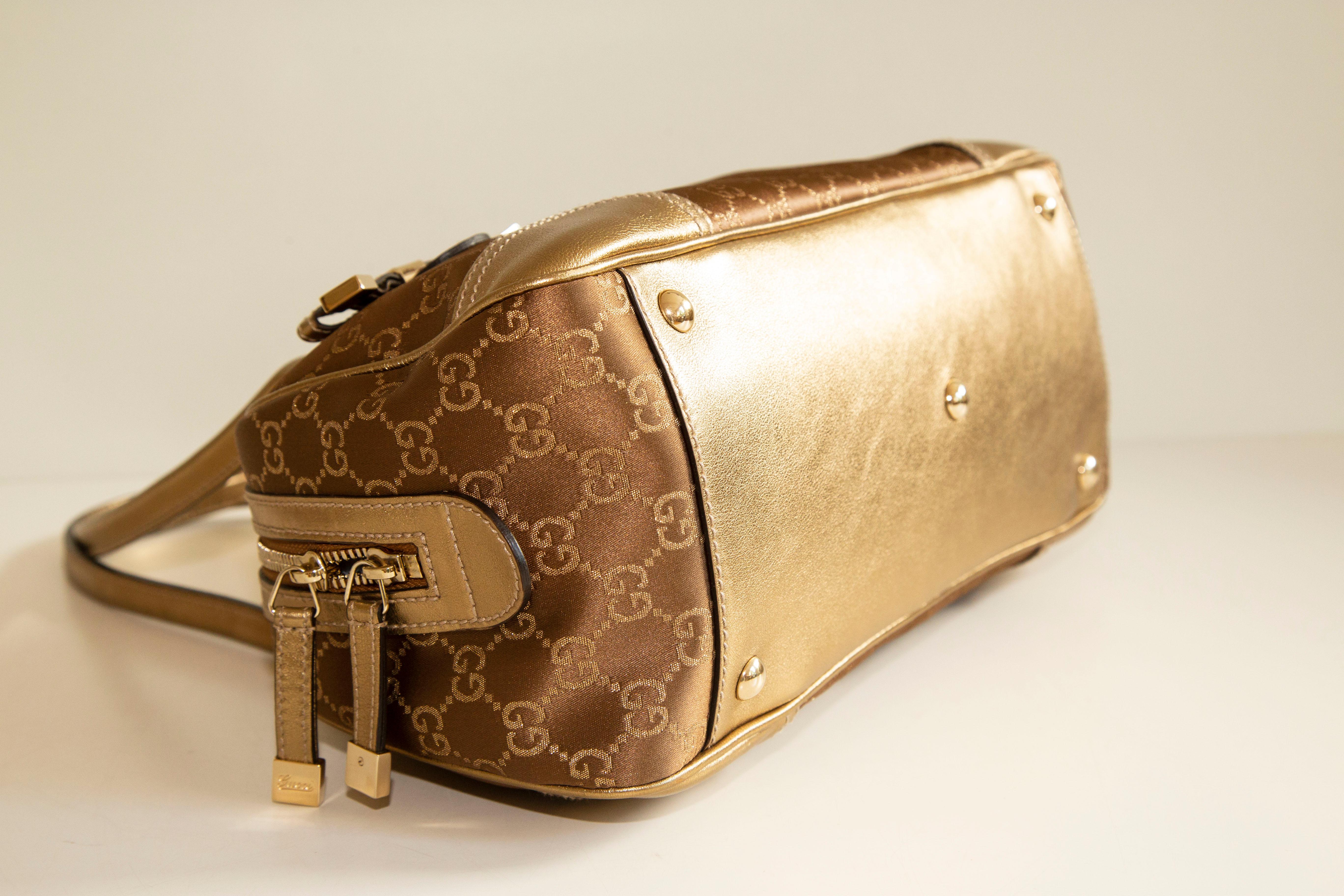 Women's Gucci Mini Boston Gold Guccissima Canvas Shoulder Bag For Sale