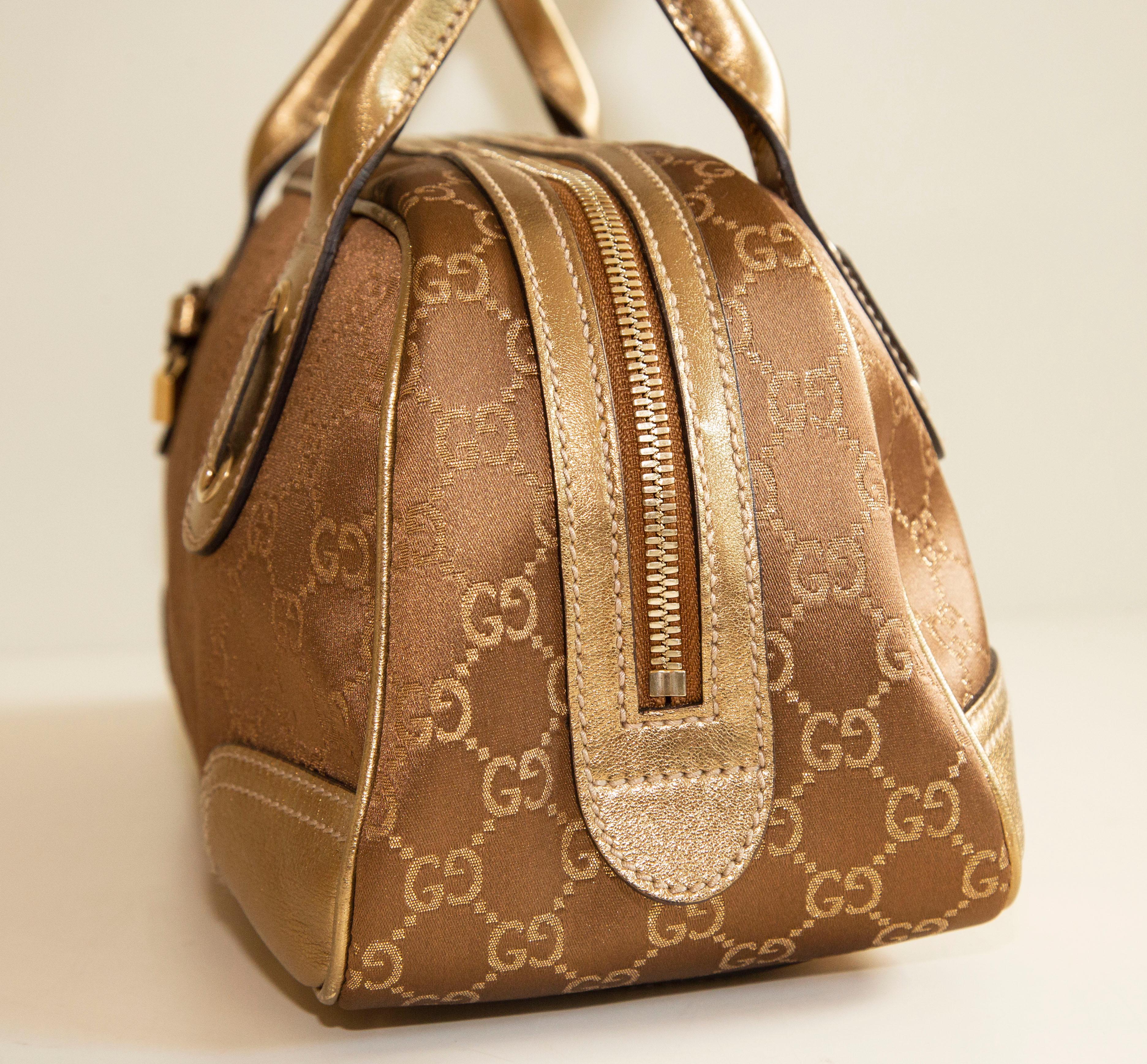 Gucci Mini Boston Gold Guccissima Canvas Shoulder Bag For Sale 3