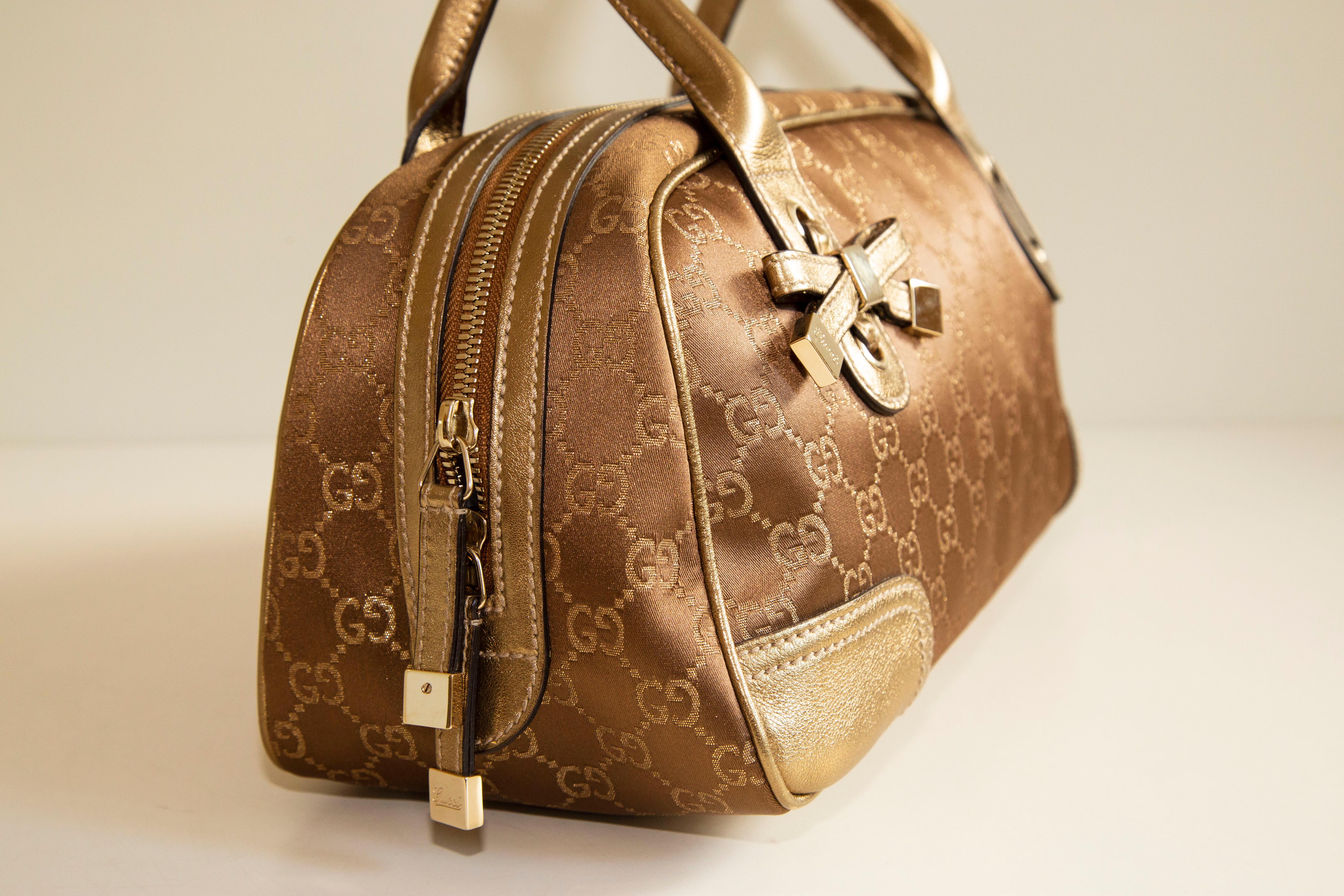 Gucci Mini Boston Gold Guccissima Canvas Shoulder Bag For Sale 4