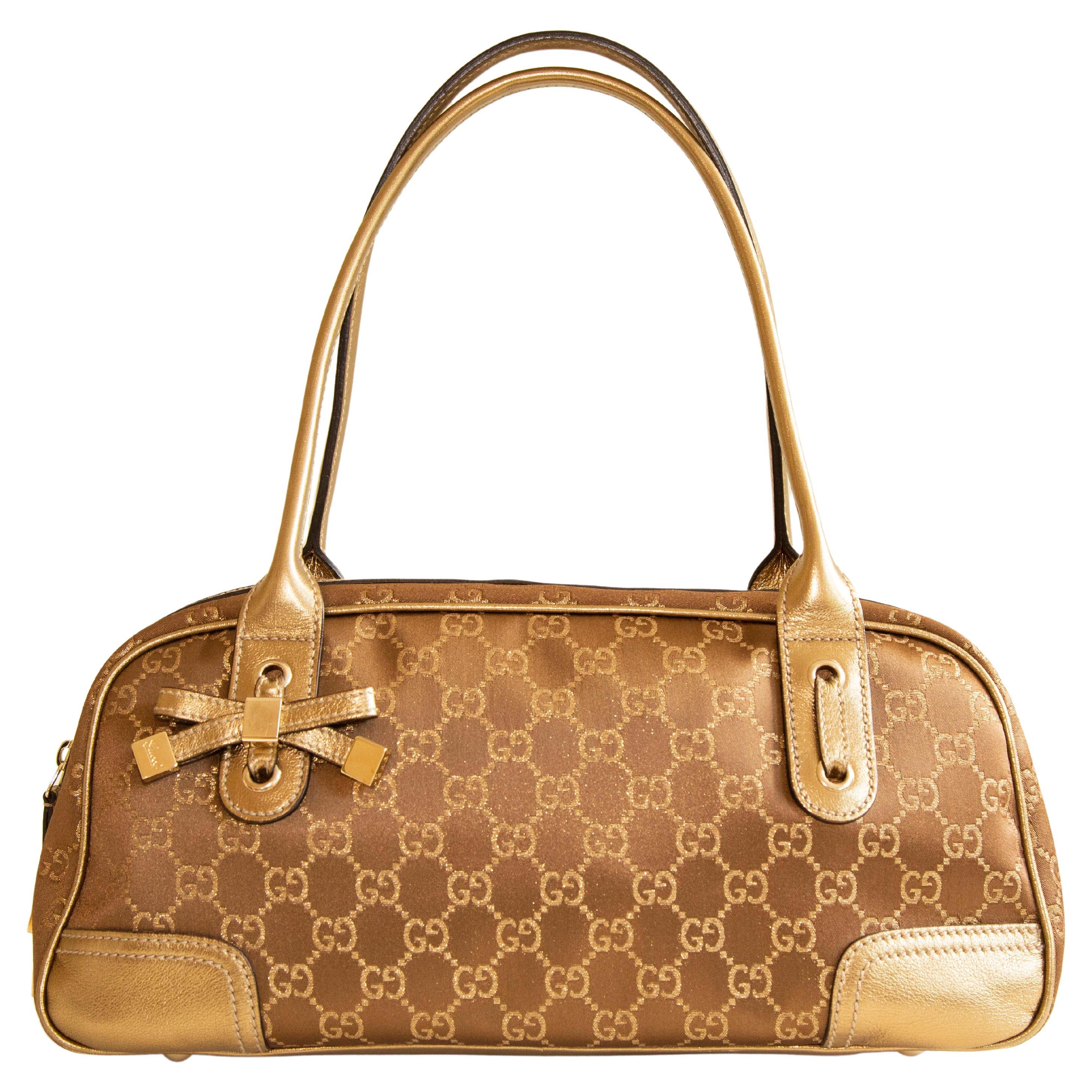 Gucci Mini Boston Gold Guccissima Canvas Shoulder Bag For Sale