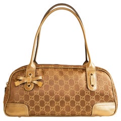 Used Gucci Mini Boston Gold Guccissima Canvas Shoulder Bag
