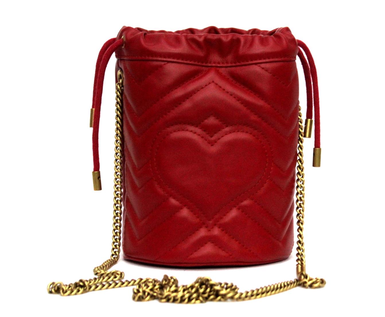 Red Gucci Mini bucket Marmont shoulder bag