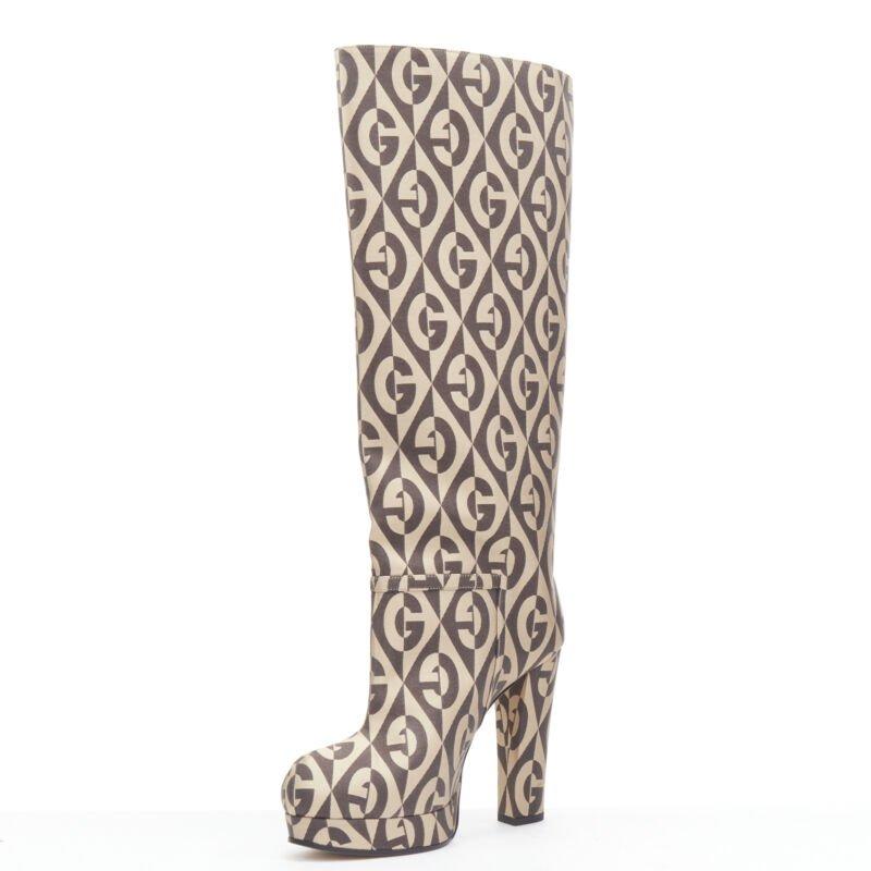 GUCCI Mini Diamond B Face GG monogram jacquard platform boot EU36 In Excellent Condition In Hong Kong, NT