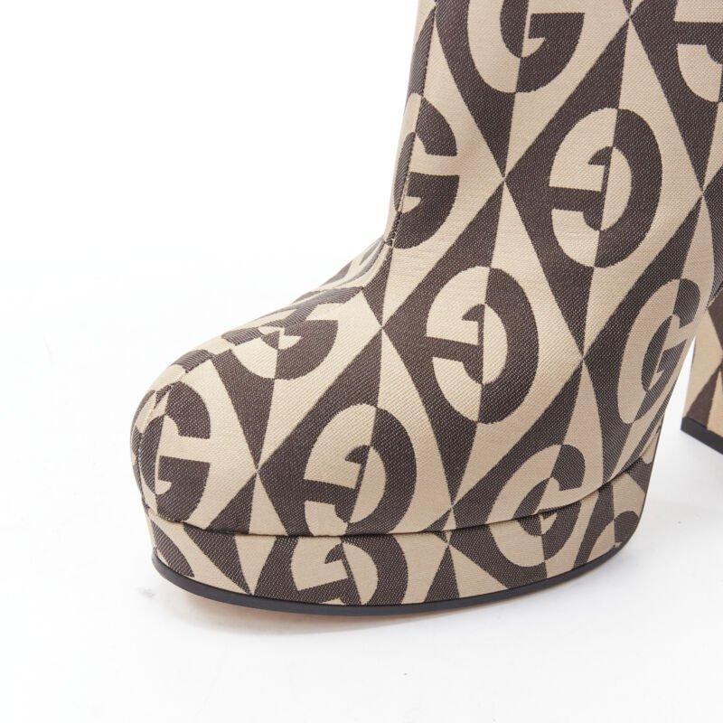 GUCCI Mini Diamond B Face GG monogram jacquard platform boot EU36 2