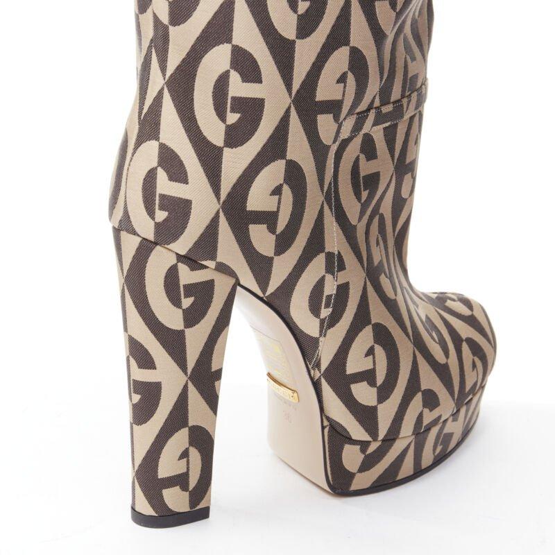 GUCCI Mini Diamond B Face GG monogram jacquard platform boot EU36 3