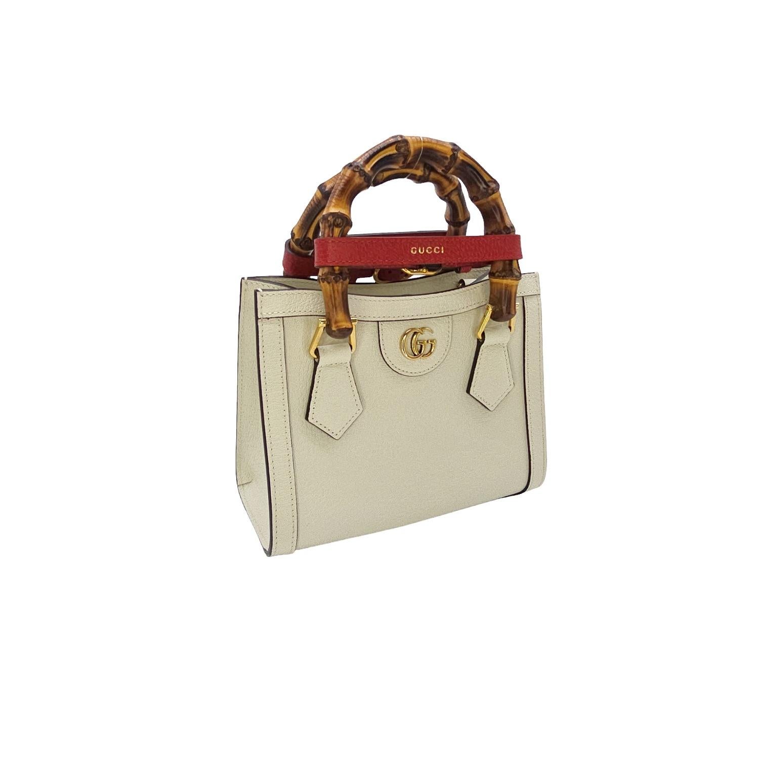 Beige Gucci Mini Diana Bamboo Top Handle Tote