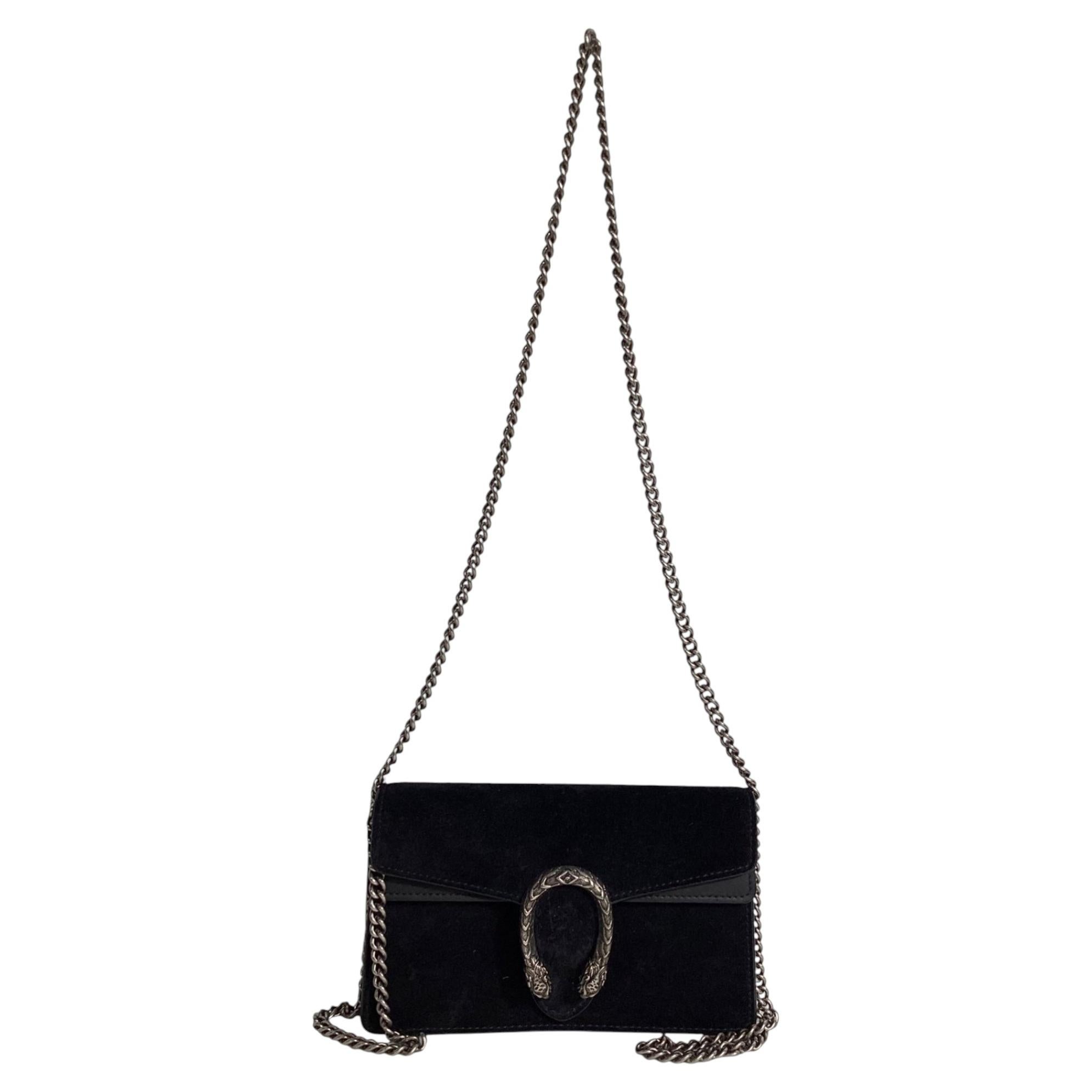 Gucci Mini Dionysus Shoulder Bag in Black Suede