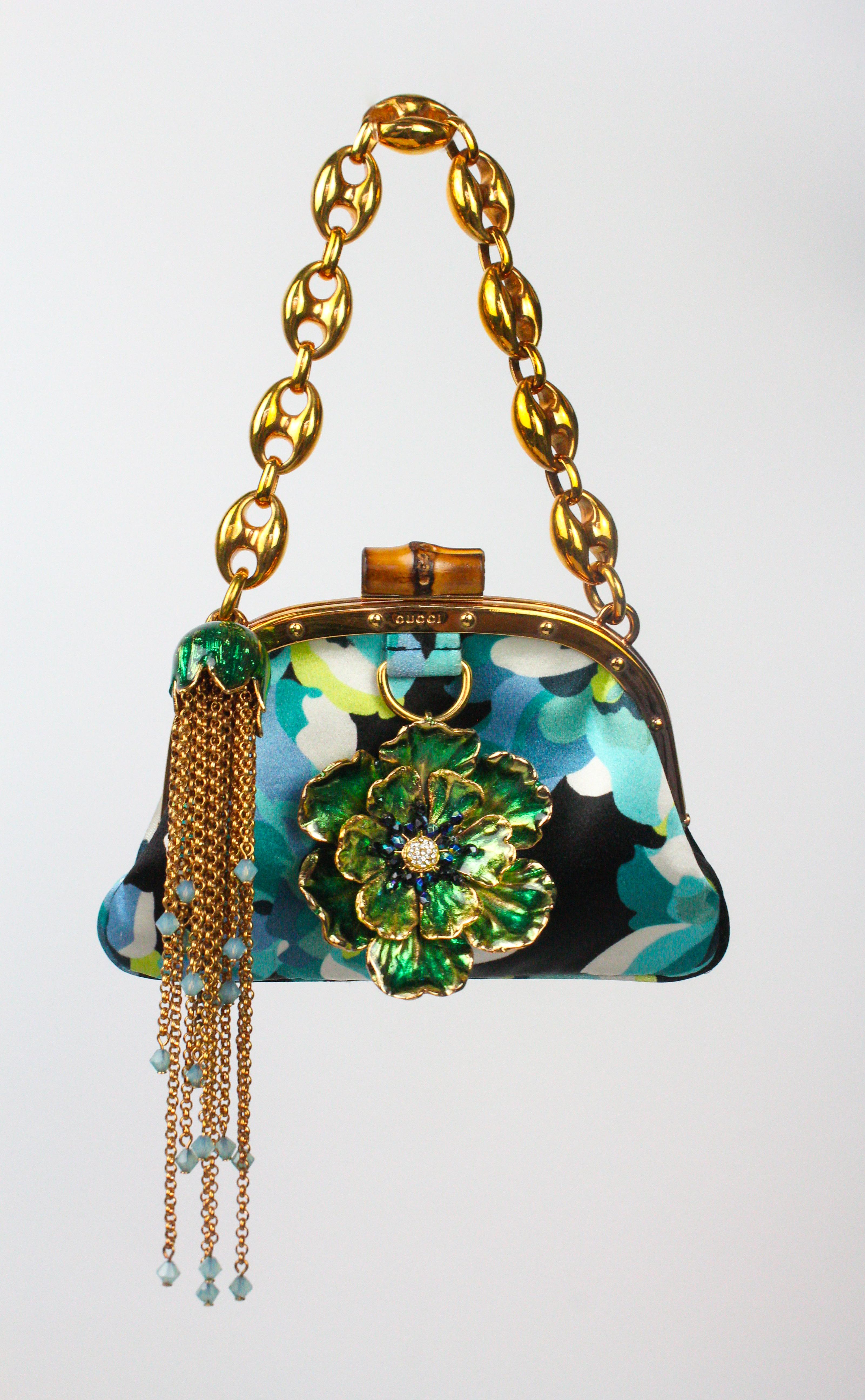 Gucci Mini Embellished Silk Floral Bag S/S 2006 3