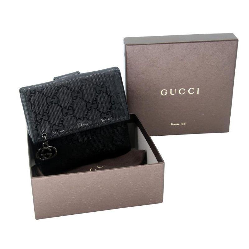 Black Gucci Mini Flap Canvas GG Coated French Wallet GG-0317N-0069 For Sale