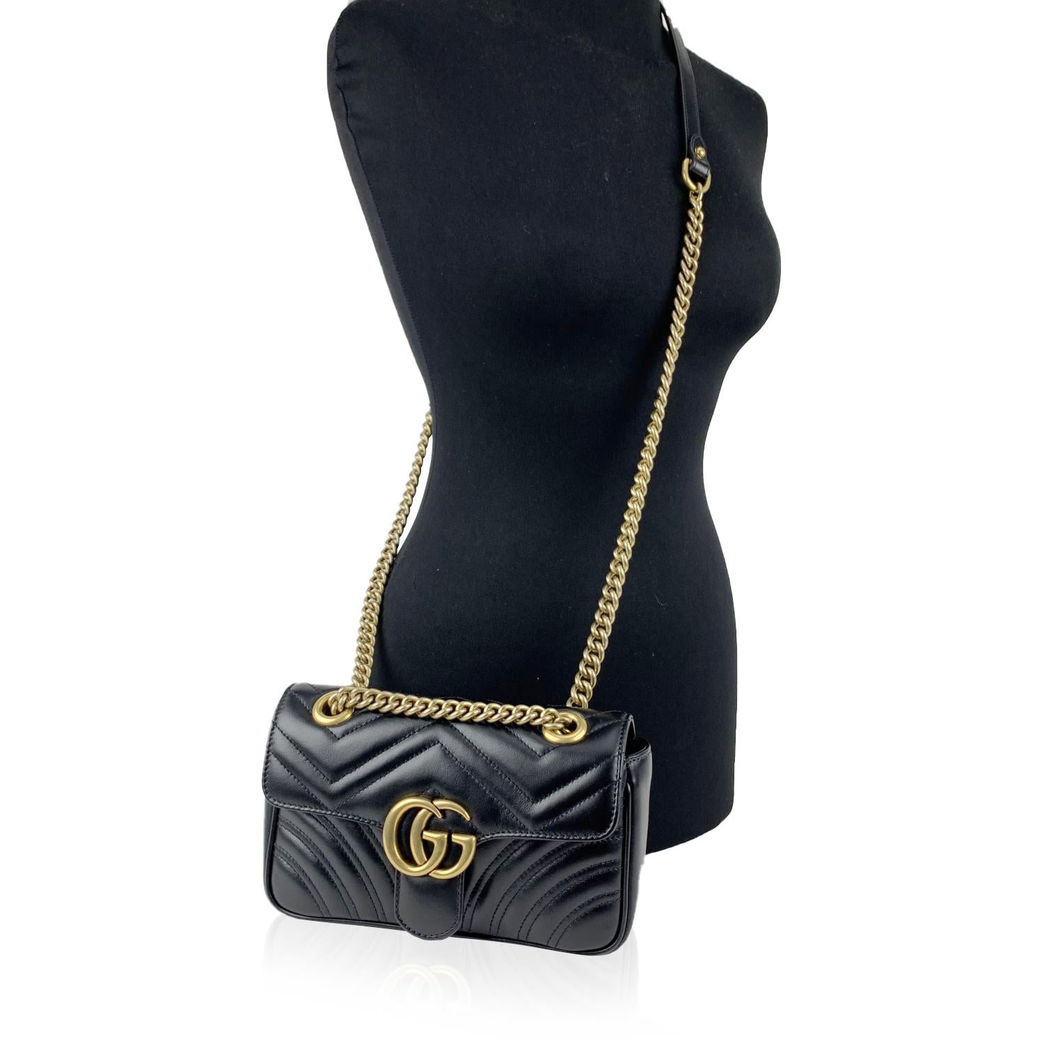 This beautiful Bag will come with a Certificate of Authenticity provided by Entrupy, leading International Fashion Authenticators. The certificate will be provided at no further cost.

Beautiful Gucci GG Marmont Mini shoulder bag in black matelassé