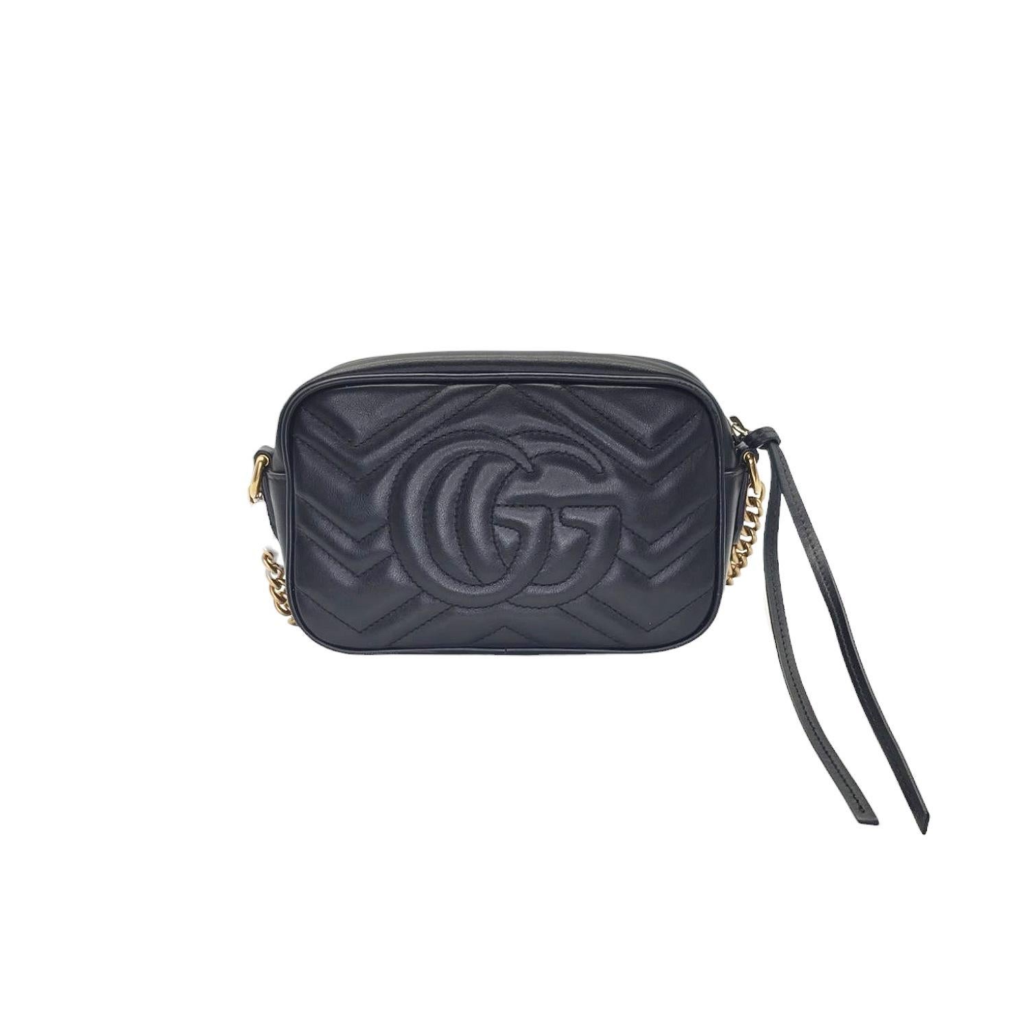 Gray Gucci Mini GG Marmont Matelassé Camera Crossbody Bag For Sale