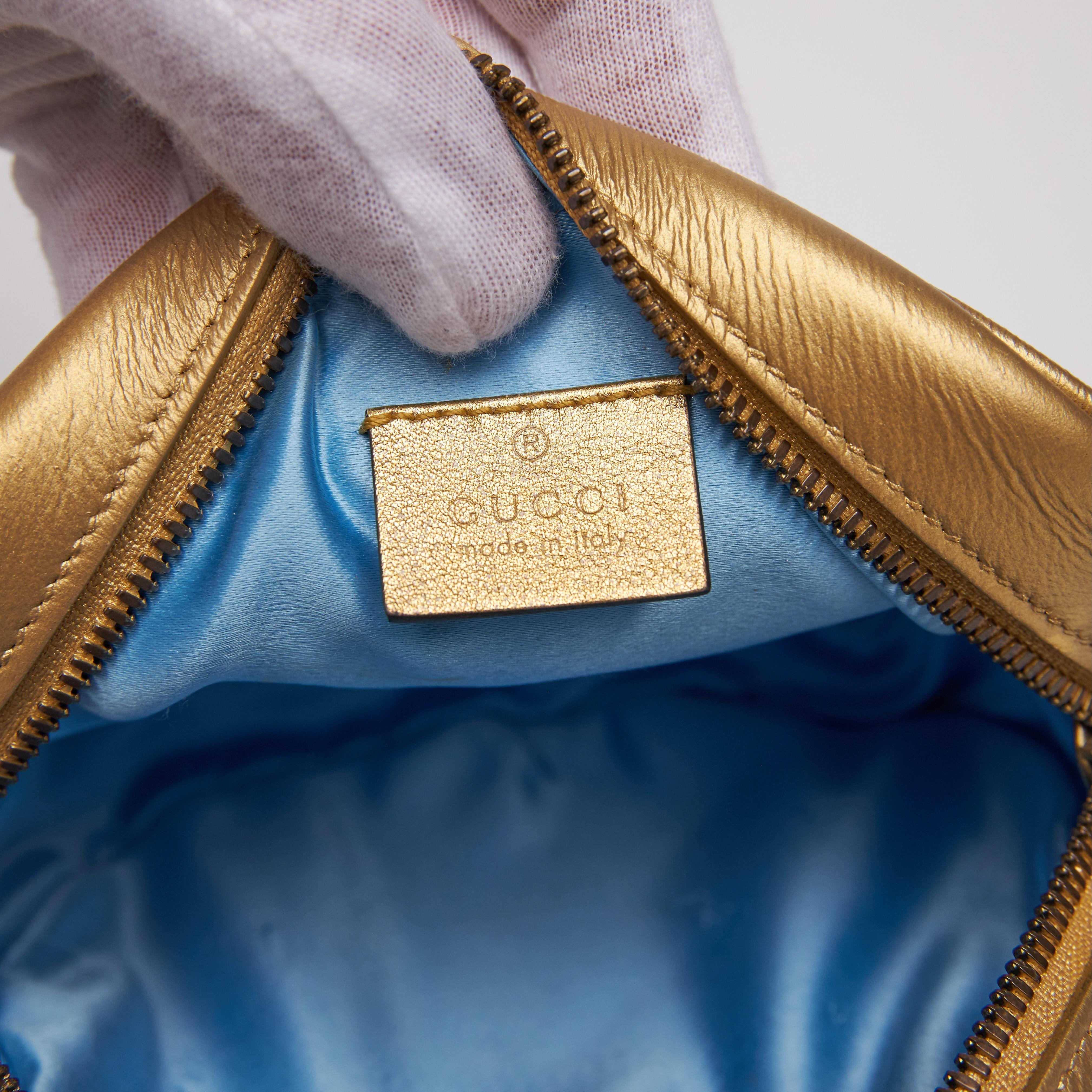 Gucci Mini sac à bandoulière rond GG Marmont doré (550154) en vente 2