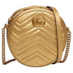 Vintage Gucci Mini GG Marmont Round Shoulder Bag Gold (550154)