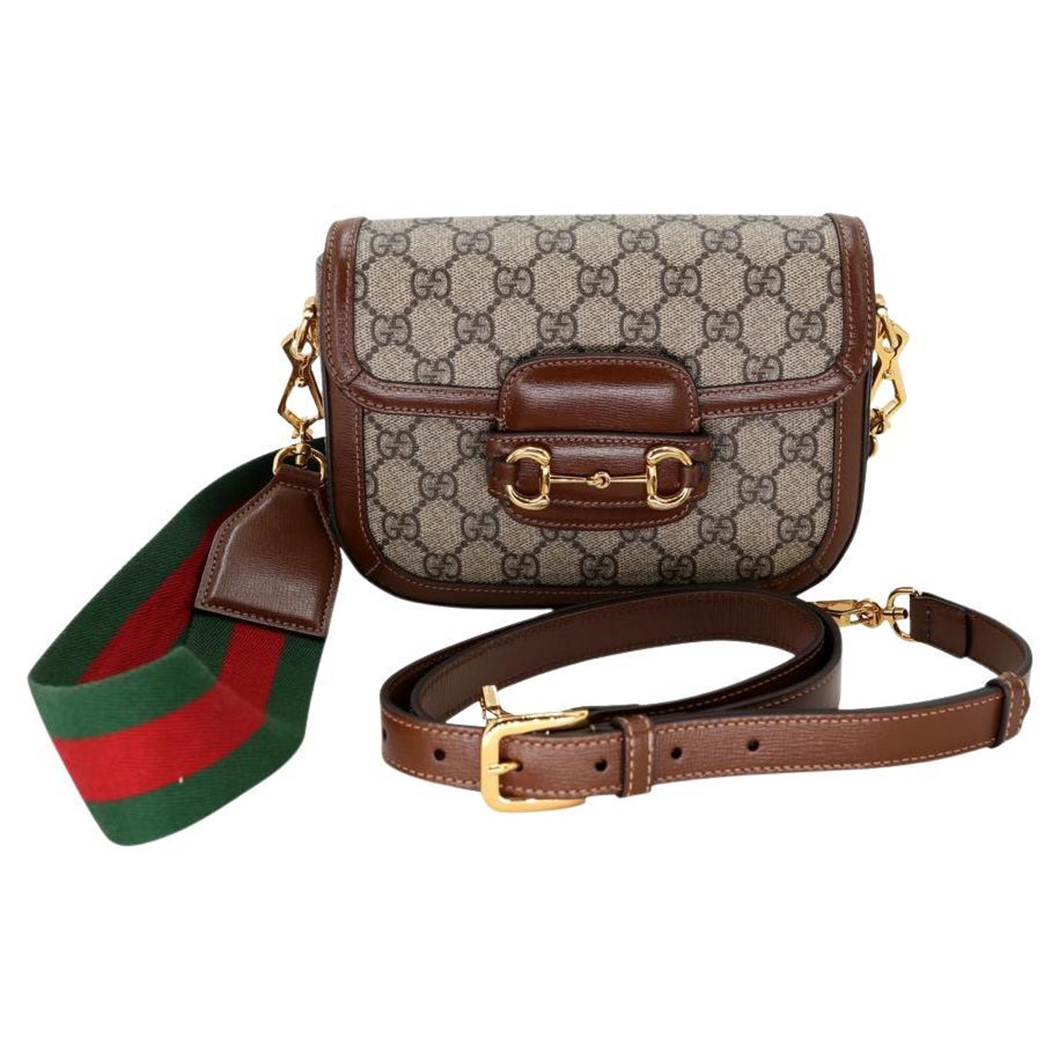 Gucci Mini Horsebit 1955 GG Strap Leather Cross Body Bag GG-W0910P-0005 For  Sale at 1stDibs