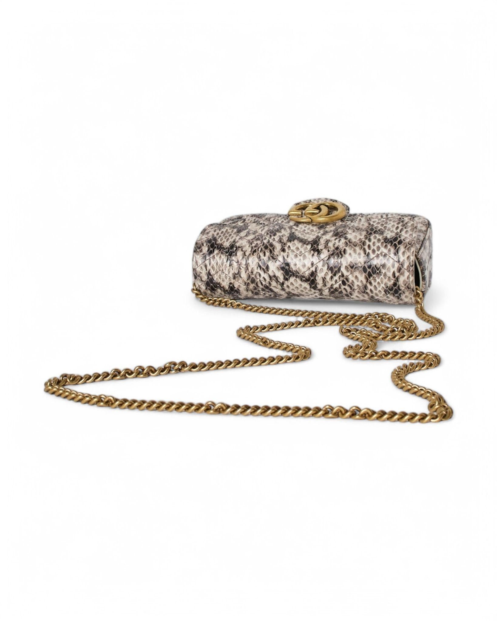 Gucci Mini Marmont 16 GG Pitone Bianca in vendita 9