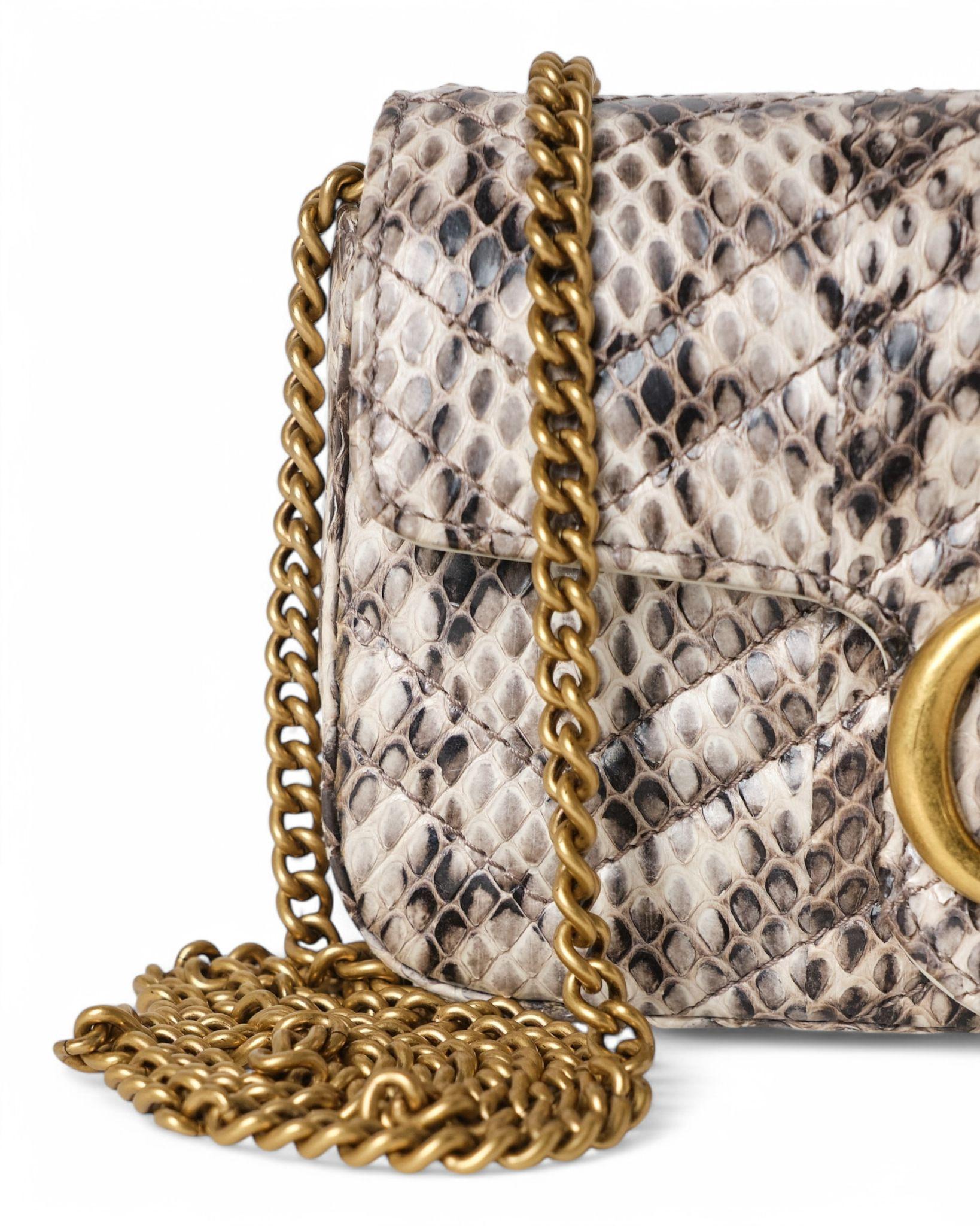 Gucci Mini Marmont 16 GG Pitone Bianca in vendita 10