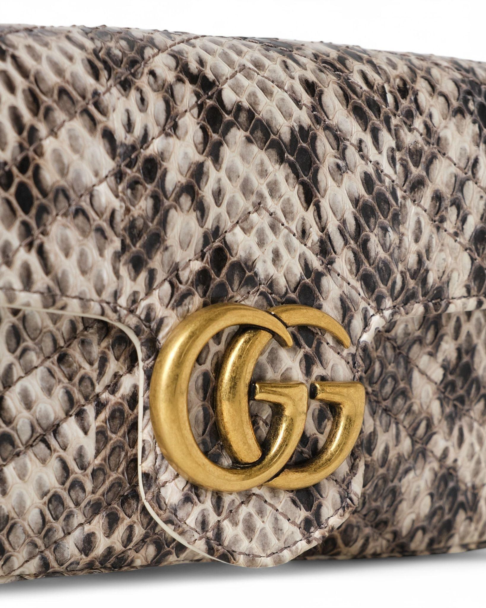 Brown Gucci Mini Marmont 16 GG Pitone Bianca in vendita