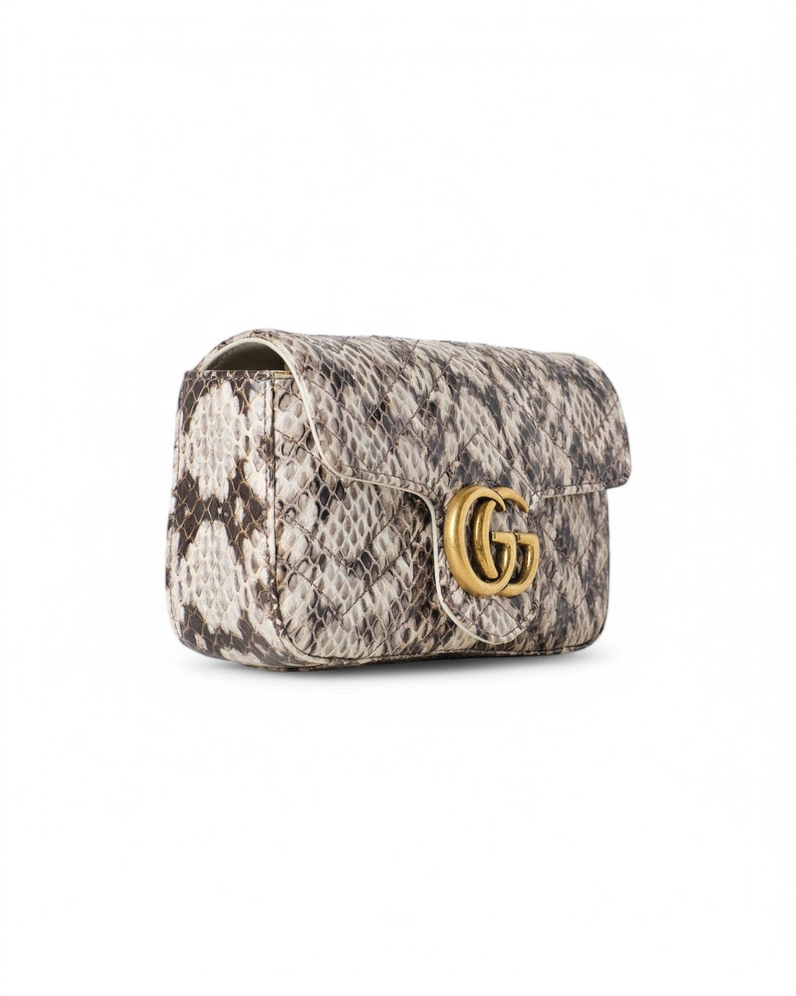 Gucci Mini Marmont 16 GG Pitone Bianca in vendita 2
