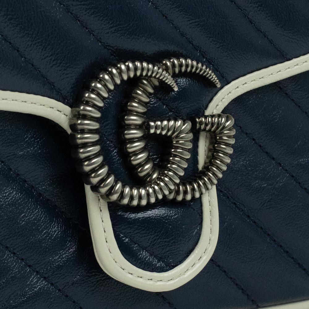 Gucci, Mini Top Handle Marmont in blue leather 3