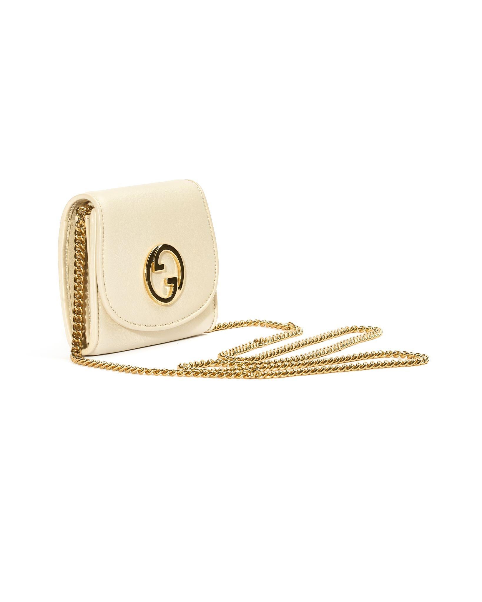 White Gucci Mini Wallet Blondie Chain Bianco in vendita