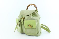 Gucci Mint Bamboo 7gz1107 Green Suede Leather Backpack