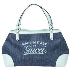 Gucci Mint Blue Logo Tote