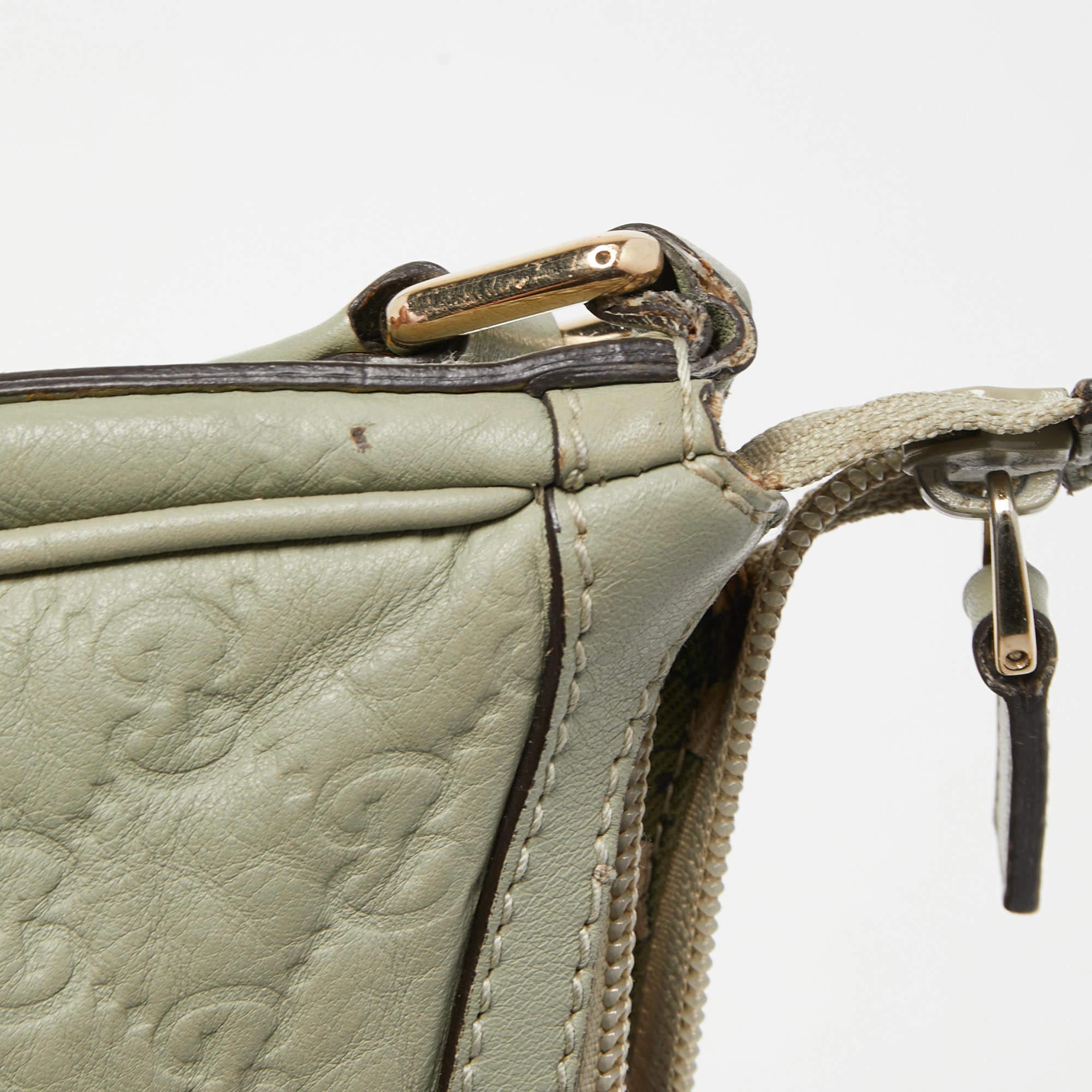 Gucci Mint Green Guccissima Leather Zip Shoulder Bag For Sale 6