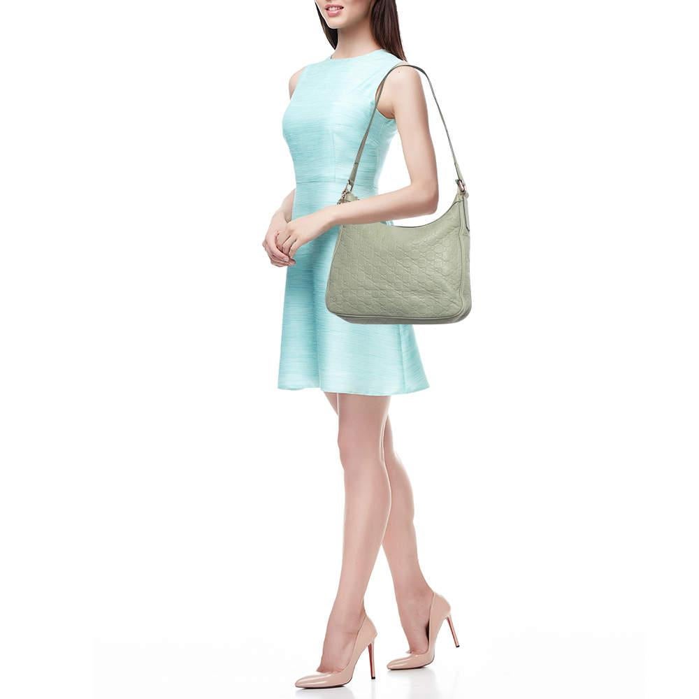 Brown Gucci Mint Green Guccissima Leather Zip Shoulder Bag For Sale