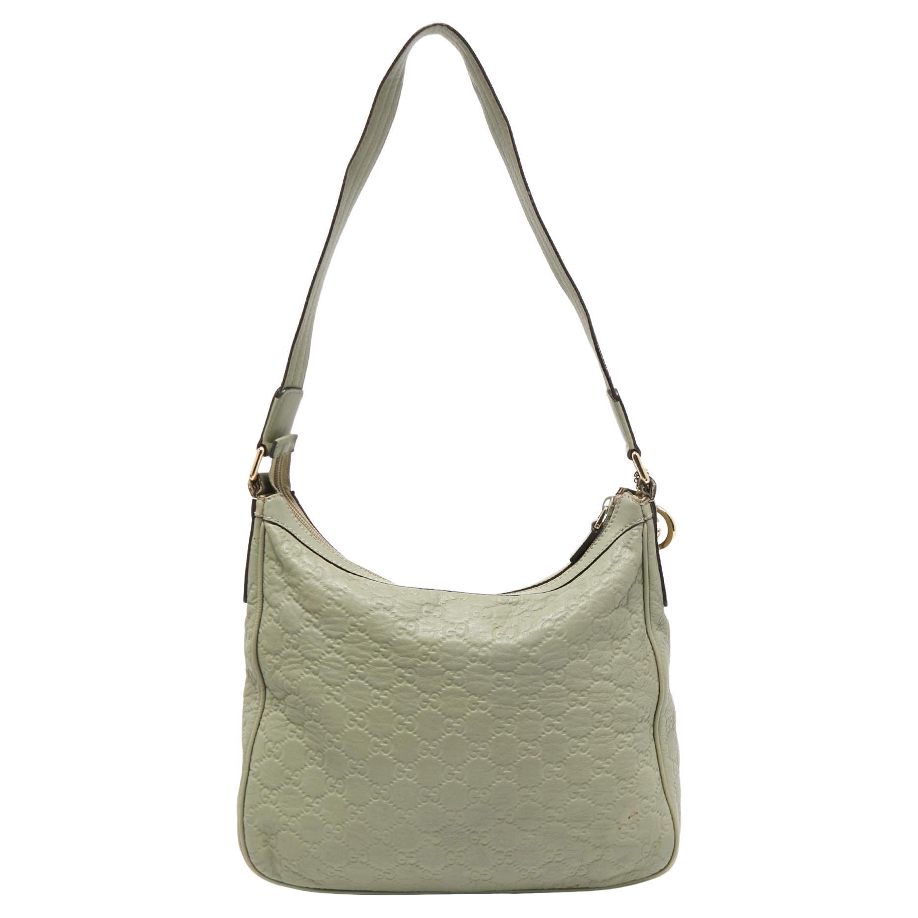 Gucci Mint Green Guccissima Leather Zip Shoulder Bag For Sale