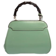 Gucci Mint Green Patent Leather Lady Lock Bamboo Top Handle Bag