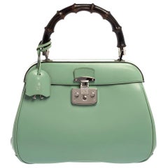 Gucci Mint Green Patent Leather Lady Lock Bamboo Top Handle Bag at 1stDibs