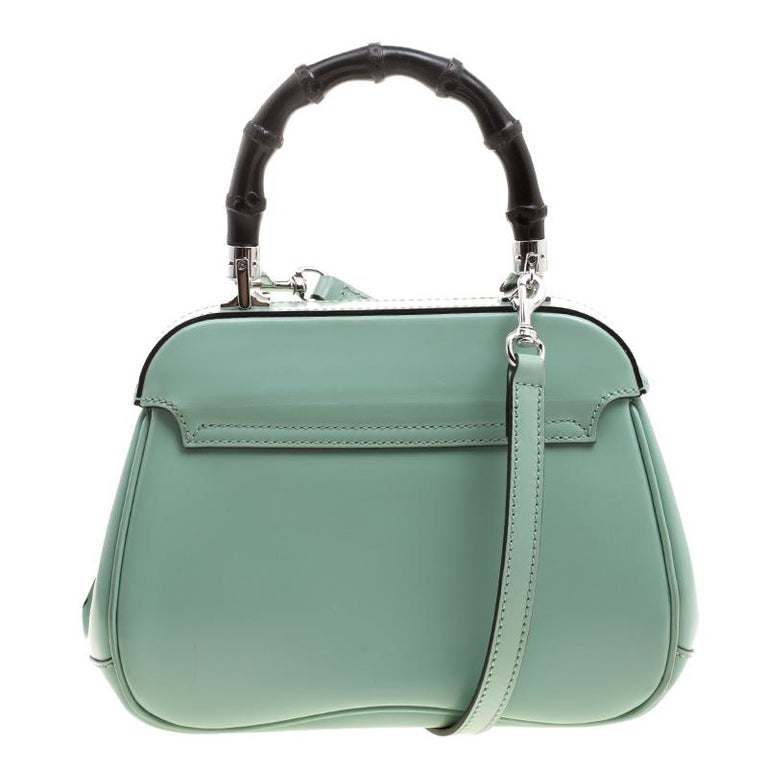 Gucci Mint Green Patent Leather Mini Lady Lock Bamboo Top Handle Bag ...