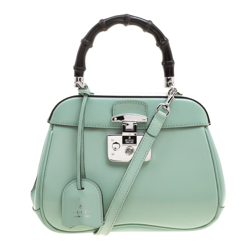 Gucci Mint Green Patent Leather Mini Lady Lock Bamboo Top Handle Bag ...