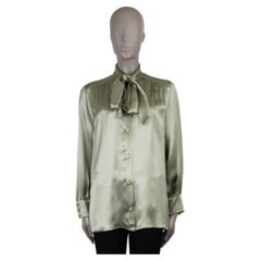GUCCI mint green silk 2019 PUSSY BOW SATIN Blouse Shirt 48 XXL