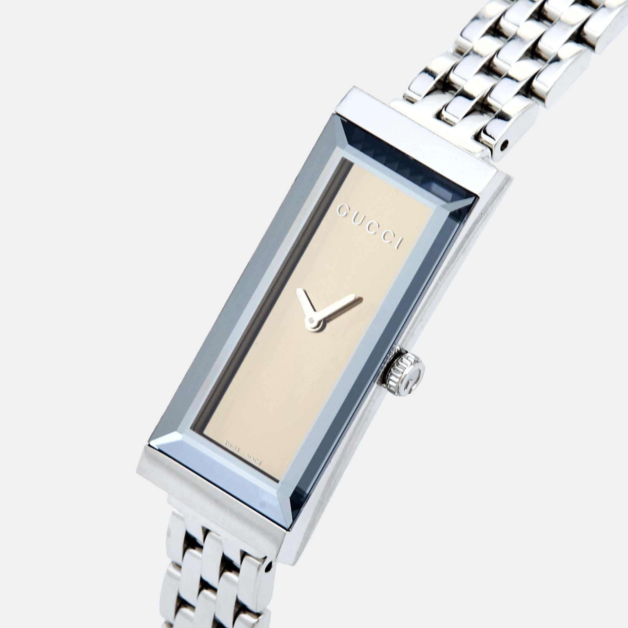 Gucci Mirror Brown Stainless Steel G-Frame YA127501 Women's Wristwatch 14 mm 5