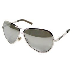 Gucci Mirrored Silver-Tone Metal Oversized Aviator Sunglasses