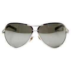 Gucci Mirrored Silver-Tone Metal Oversized Aviator Sunglasses