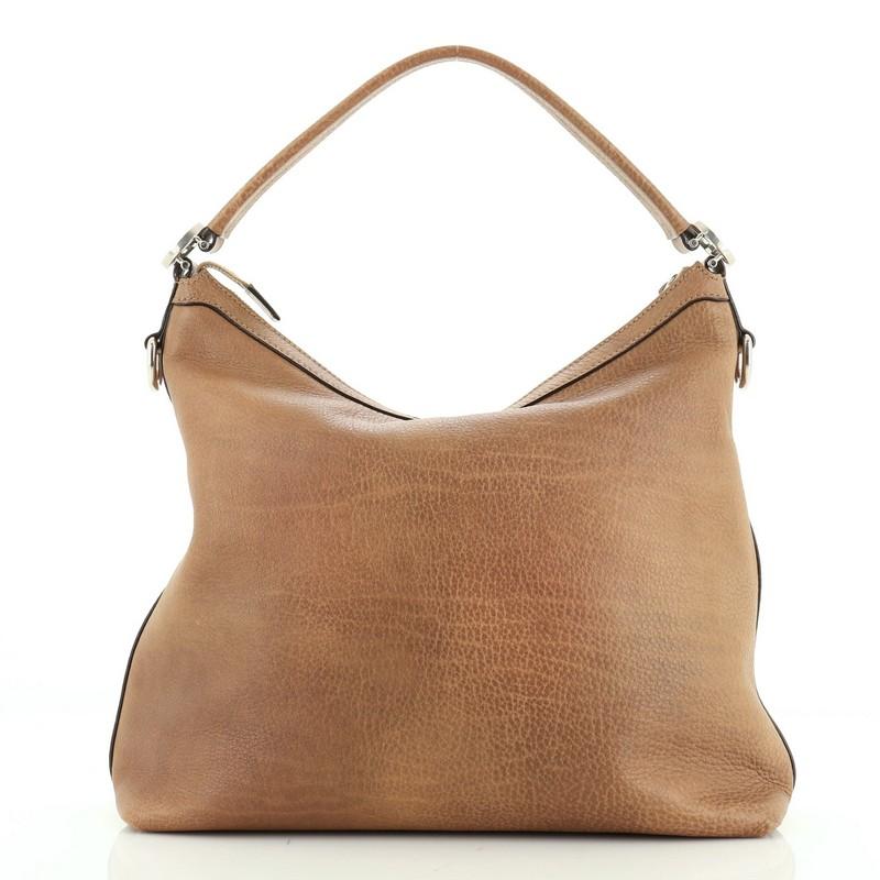 Brown Gucci Miss GG Hobo Leather Small