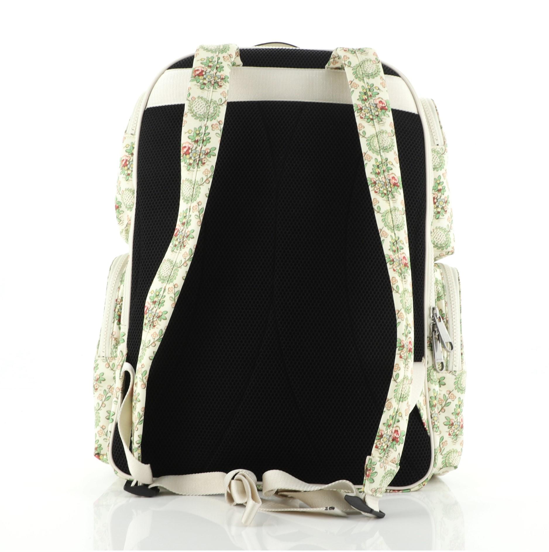 Beige Gucci MLB Front Pocket Backpack Printed Satin with Applique Medium