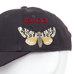 GUCCI MLB NY YANKEE red logo butterfly black white cotton cap 57-61cm