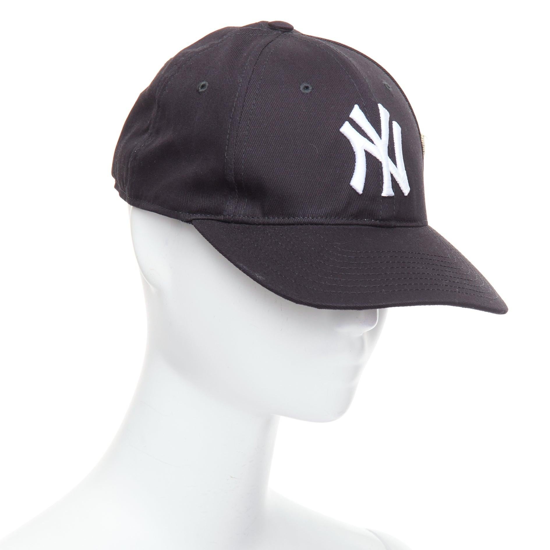 Black GUCCI MLB NY YANKEE red logo butterfly black white cotton cap 57-61cm