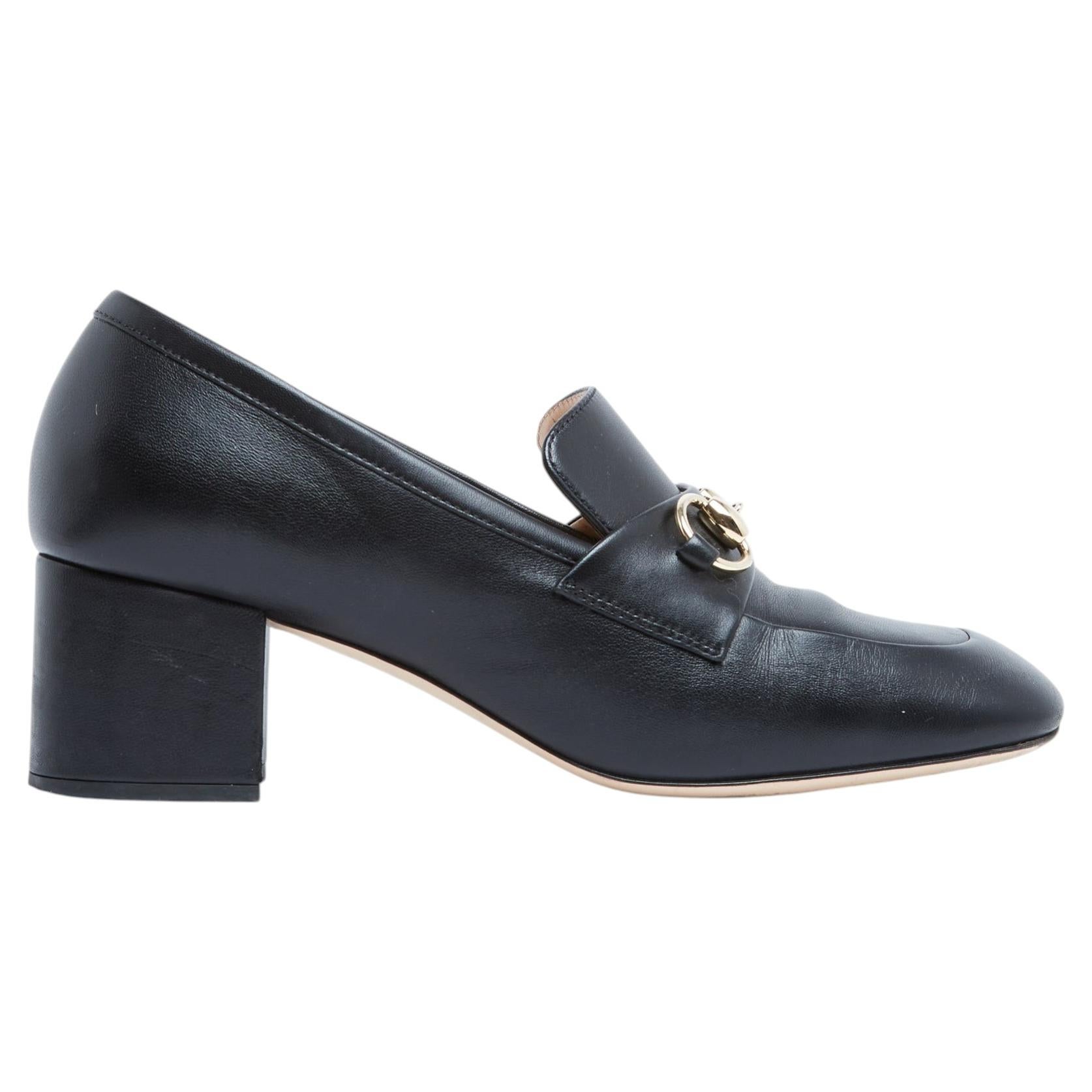 Gucci Mocassins Escarpins EU39 Horsebit Black Leather Pumps Loafers UK6 US8.5