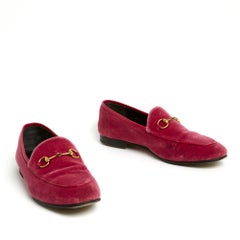 Gucci Mocassins Jordan EU39 Pink Velvet Horsebit Loafers Flats Shoes US8.5