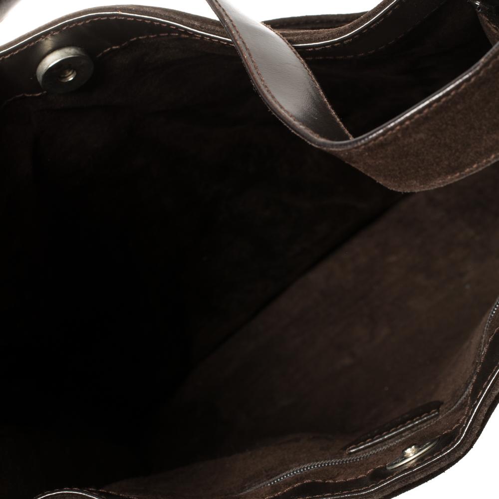Women's Gucci Mocha Brown Suede Vintage Double Pocket Shoulder Bag For Sale