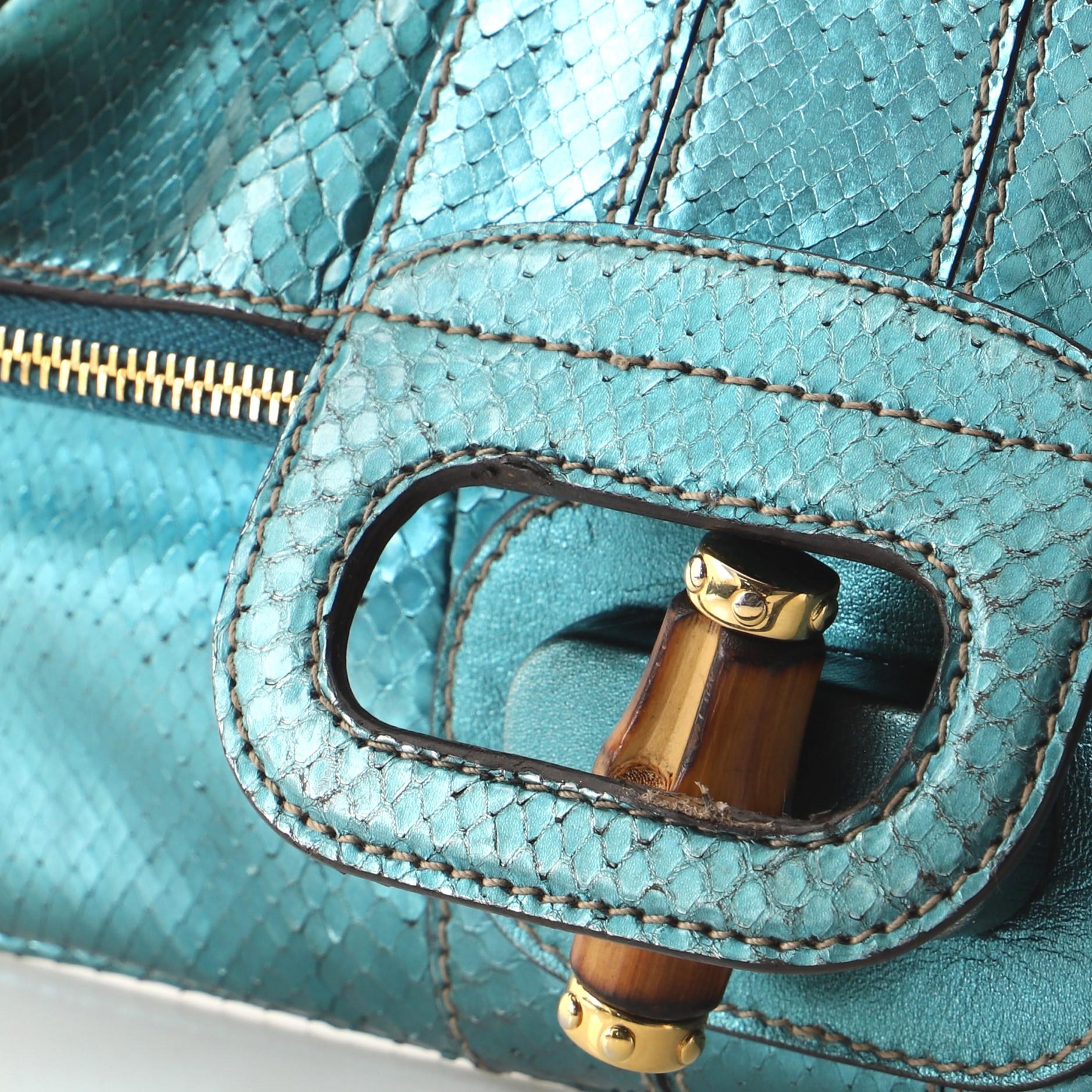 Women's or Men's Gucci Lucy Fold-Over Bamboo Clutch Python Medium